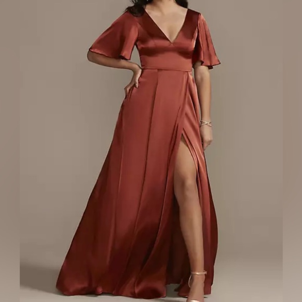 Galina Signature flutter sleeve A-Line dress